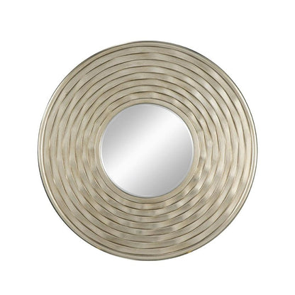 31" Silver Round Dimensional Thick Frame Accent Mirror
