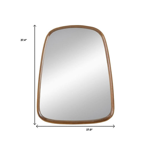 37" Brown Solid Wood Novelty Framed Accent Mirror