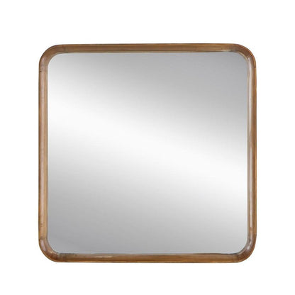 32" Brown Square Wood Framed Accent Mirror