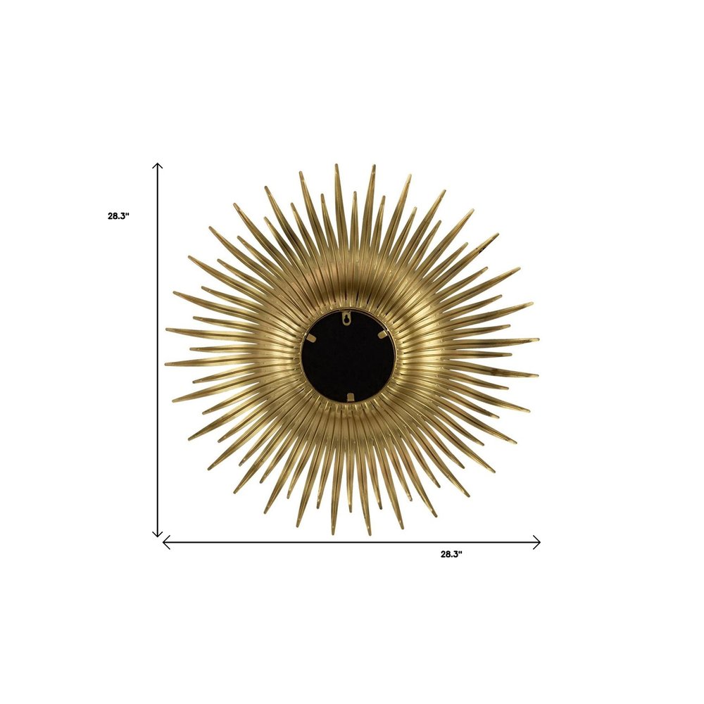 28" Gold Sunburst Iron Framed Accent Mirror