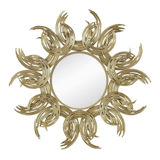 37" Gold Abstract Sunburst Iron Framed Accent Mirror