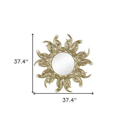 37" Gold Abstract Sunburst Iron Framed Accent Mirror