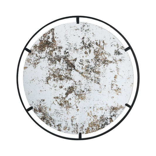 32" Black Round Iron Framed Accent Mirror