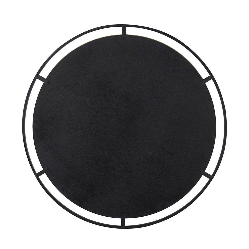 32" Black Round Iron Framed Accent Mirror