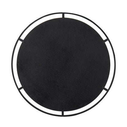 32" Black Round Iron Framed Accent Mirror