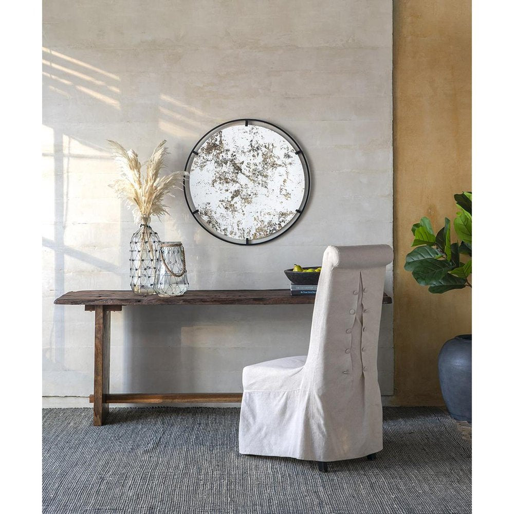 32" Black Round Iron Framed Accent Mirror