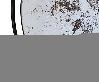 32" Black Round Iron Framed Accent Mirror