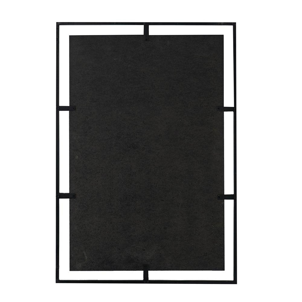 32" Black Iron Framed Antiqued Glass Accent Mirror