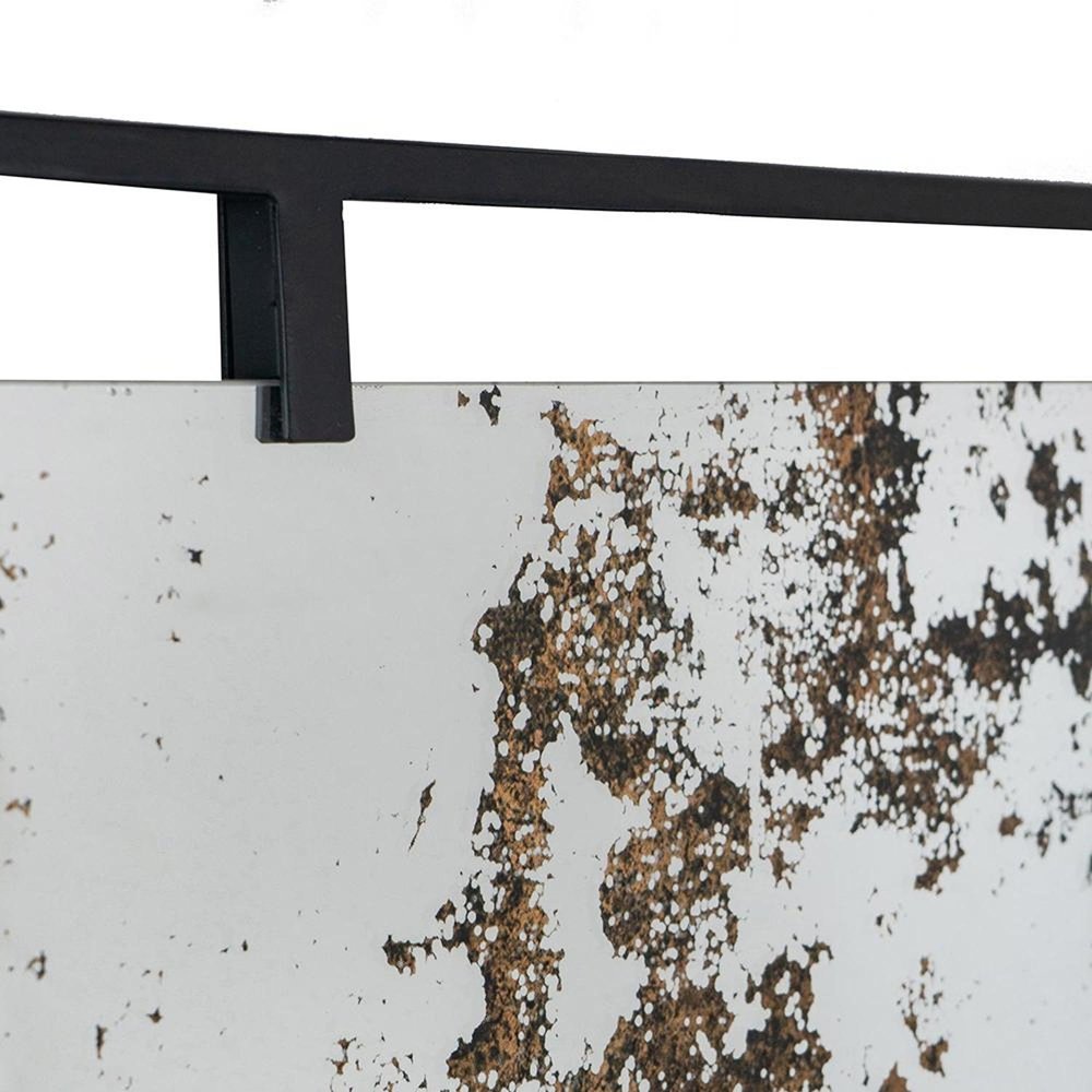 32" Black Iron Framed Antiqued Glass Accent Mirror
