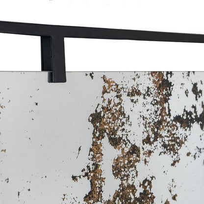 32" Black Iron Framed Antiqued Glass Accent Mirror