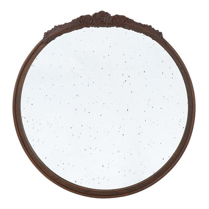 30" Brown Crowned Top Antiqued Glass Framed Accent Mirror