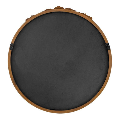 30" Brown Crowned Top Antiqued Glass Framed Accent Mirror