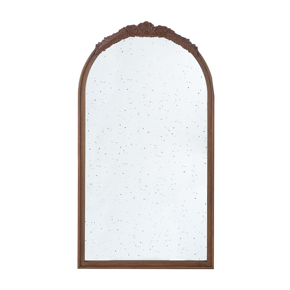 42" Brown Crowned Top Antiqued Glass Arch Framed Accent Mirror