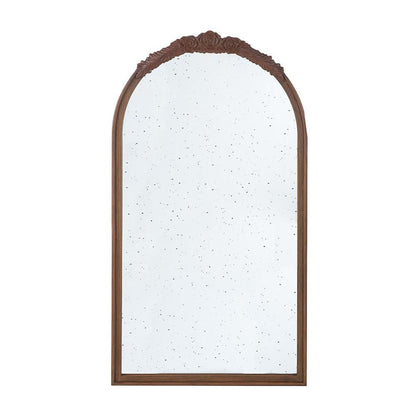 42" Brown Crowned Top Antiqued Glass Arch Framed Accent Mirror
