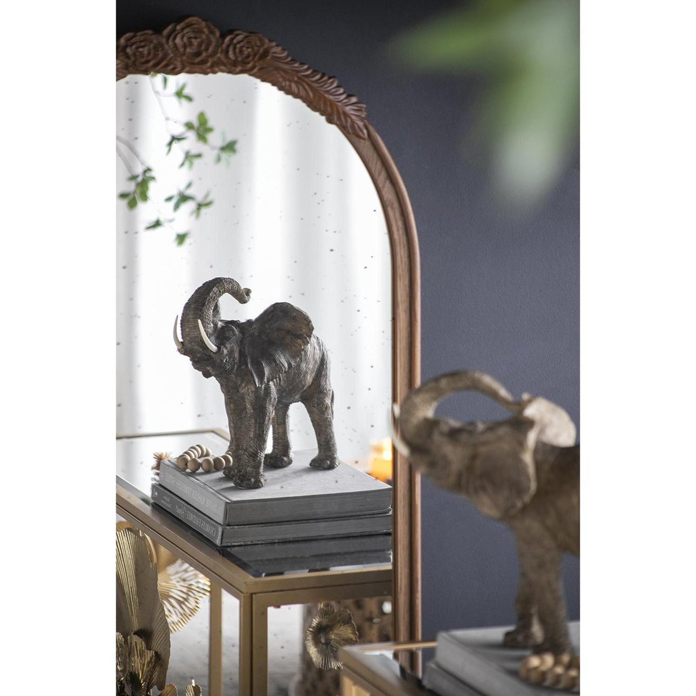 42" Brown Crowned Top Antiqued Glass Arch Framed Accent Mirror