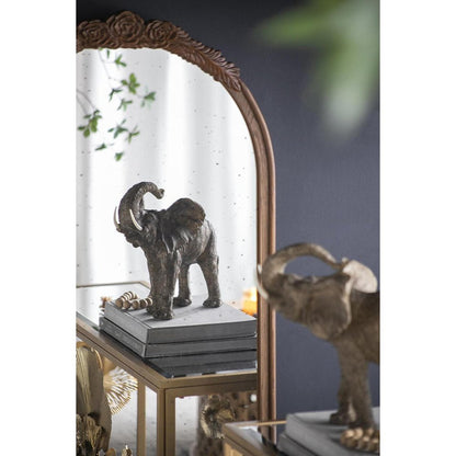 42" Brown Crowned Top Antiqued Glass Arch Framed Accent Mirror