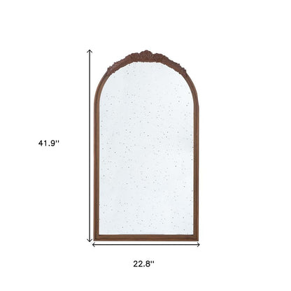 42" Brown Crowned Top Antiqued Glass Arch Framed Accent Mirror