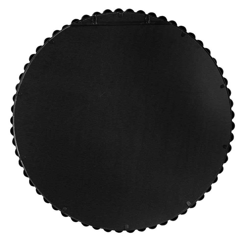 32" Black Iron Beaded Round Framed Accent Mirror