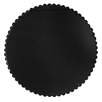 32" Black Iron Beaded Round Framed Accent Mirror