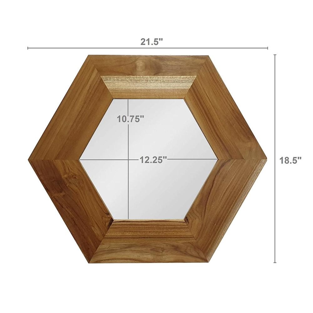 19" Natural Hexagon Solid Wood Framed Accent Mirror