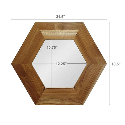 19" Natural Hexagon Solid Wood Framed Accent Mirror