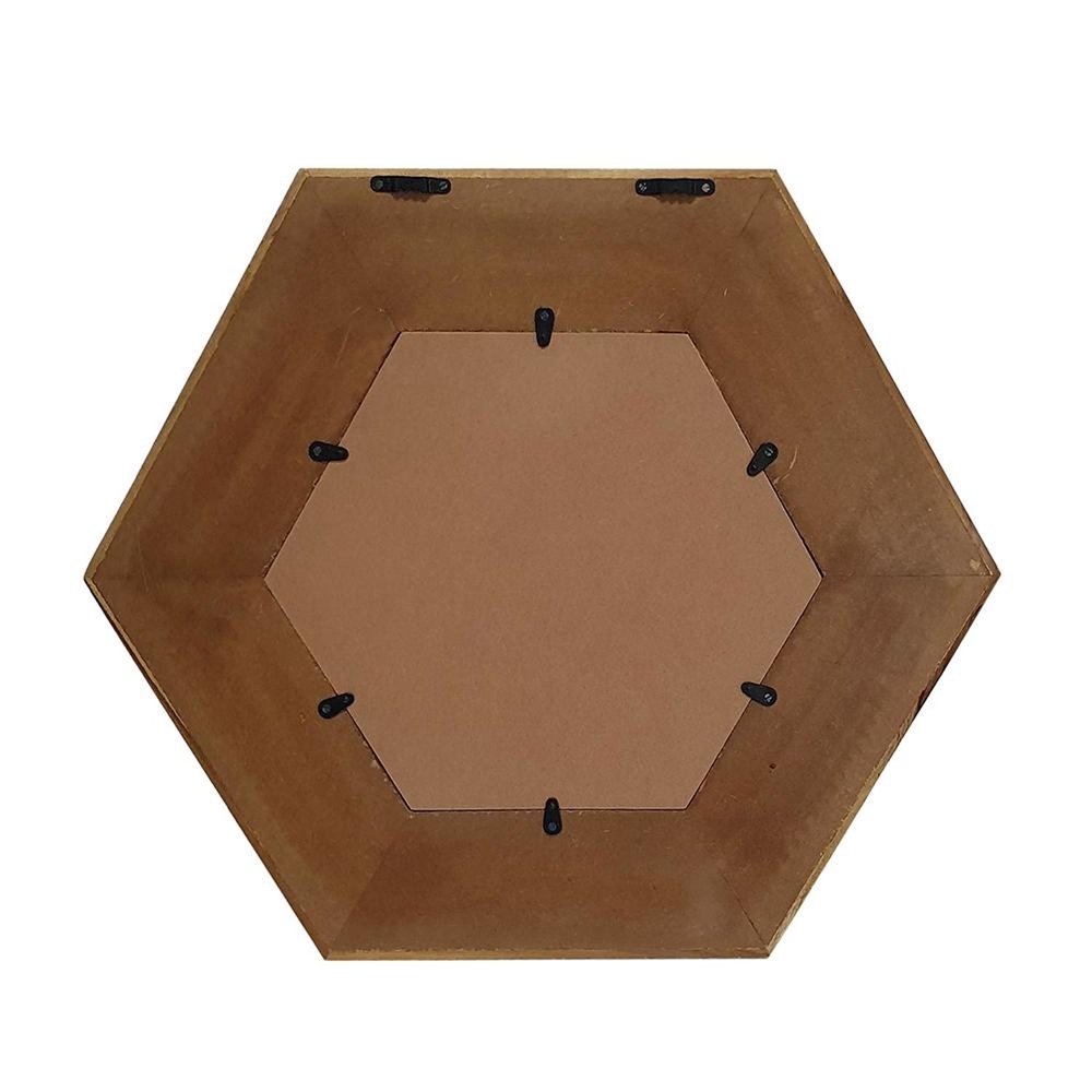19" Natural Hexagon Solid Wood Framed Accent Mirror