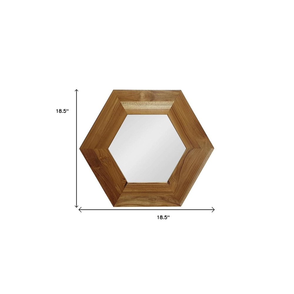 19" Natural Hexagon Solid Wood Framed Accent Mirror