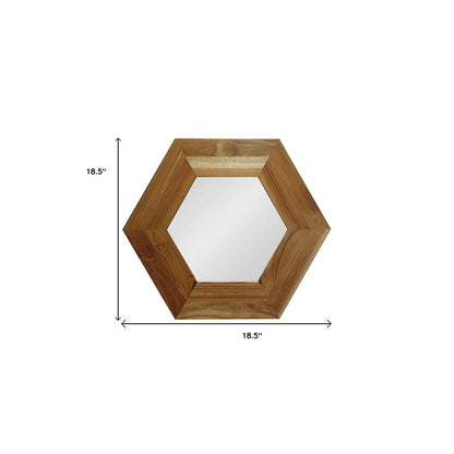 19" Natural Hexagon Solid Wood Framed Accent Mirror