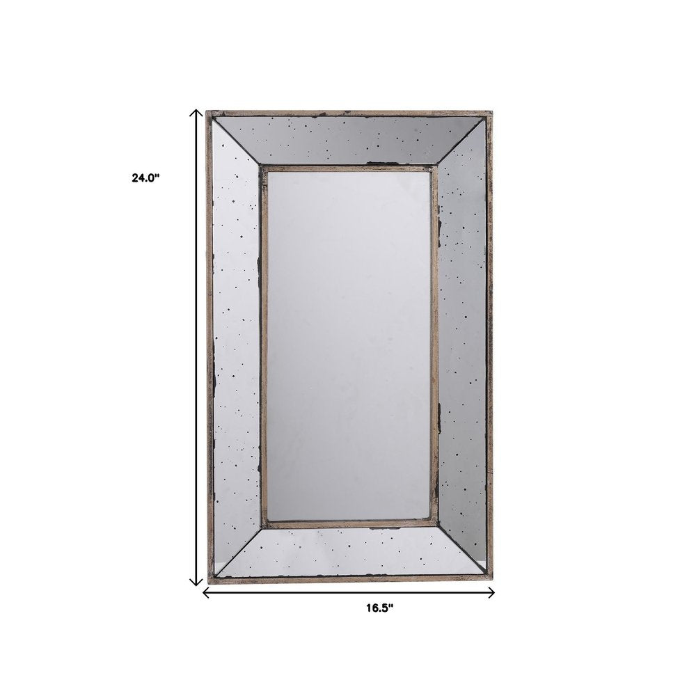 24" Silver Framed Antiqued Accent Mirror