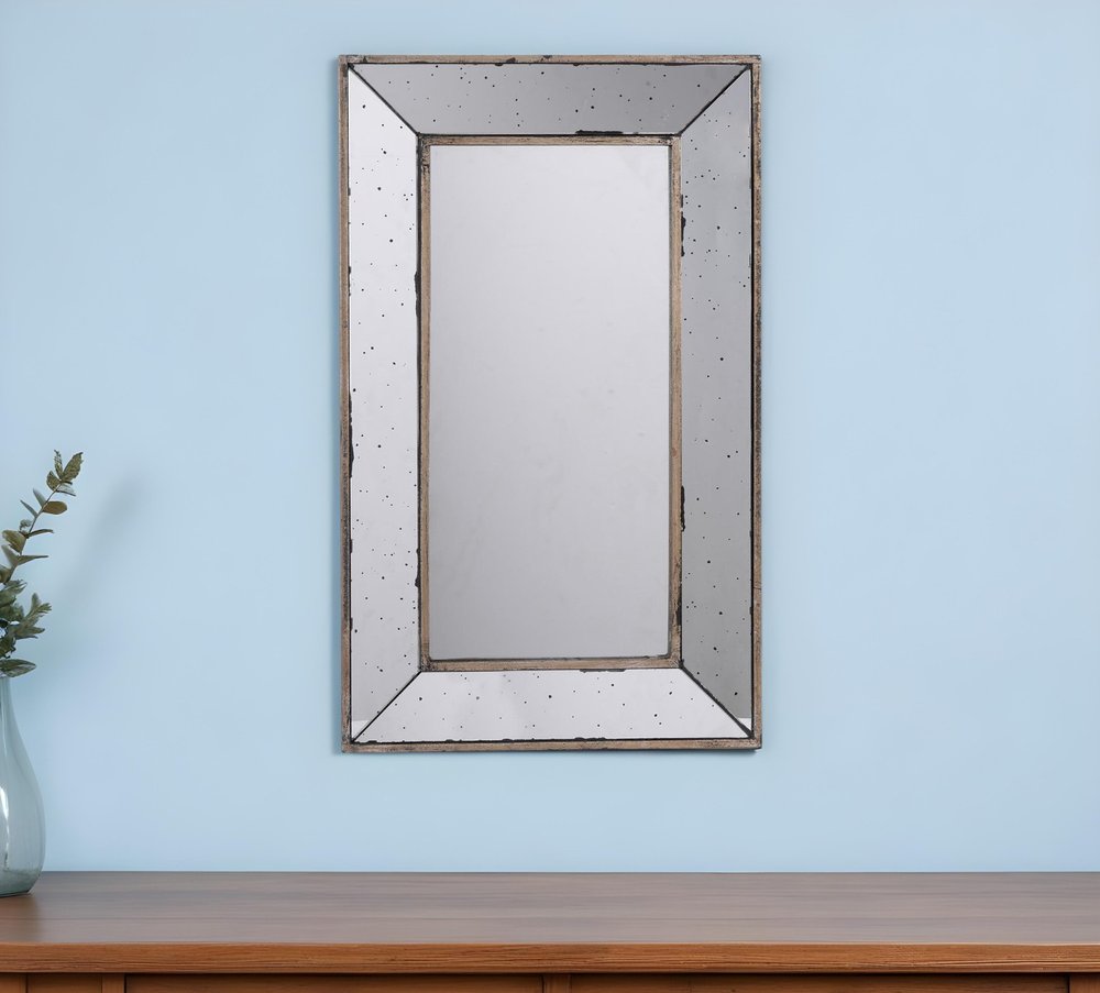 24" Silver Framed Antiqued Accent Mirror