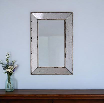 20" Silver Framed Antiqued Accent Mirror
