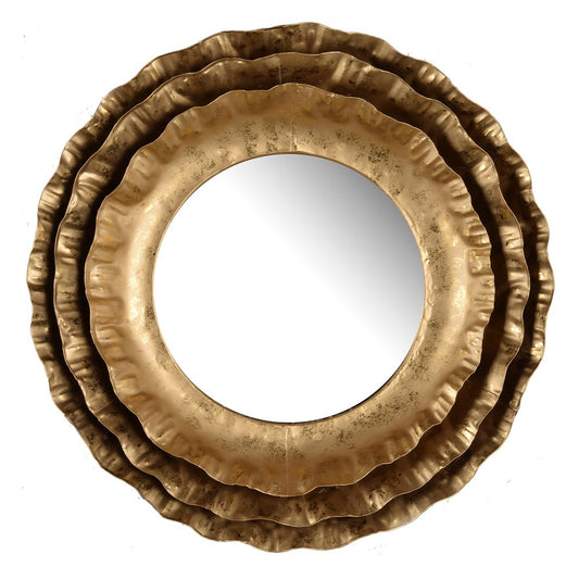 16" Gold Round Iron Framed Accent Mirror