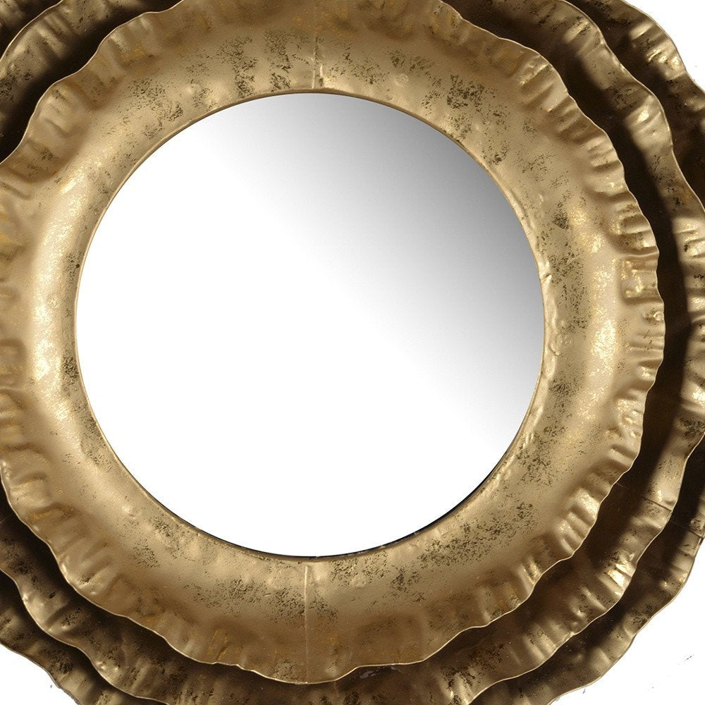16" Gold Round Iron Framed Accent Mirror