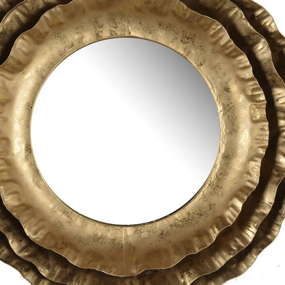 16" Gold Round Iron Framed Accent Mirror
