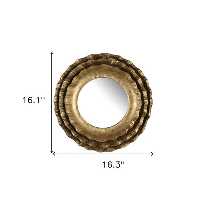 16" Gold Round Iron Framed Accent Mirror