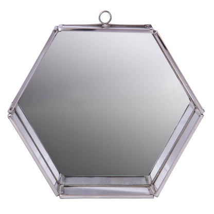 8" Silver Hexagon Steel Framed Accent Mirror