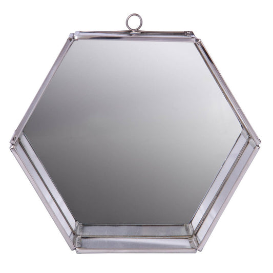 8" Silver Hexagon Steel Framed Accent Mirror