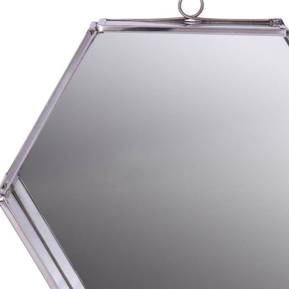 8" Silver Hexagon Steel Framed Accent Mirror