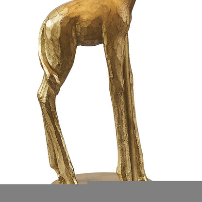 17" Gold Textured Giraffe Table Lamp With White Drum Shade