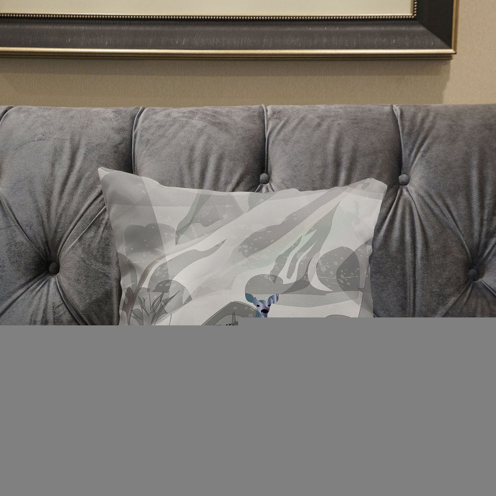 16x16 Gray Green Deer Blown Seam Broadcloth Animal Print Throw Pillow