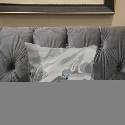 16x16 Gray Green Deer Blown Seam Broadcloth Animal Print Throw Pillow