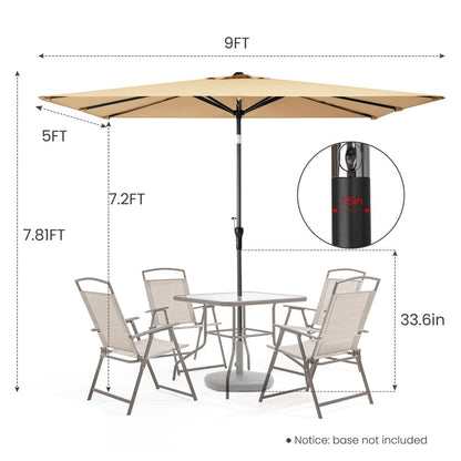 6" Tan Polyester Rectangular Tilt Market Patio Umbrella