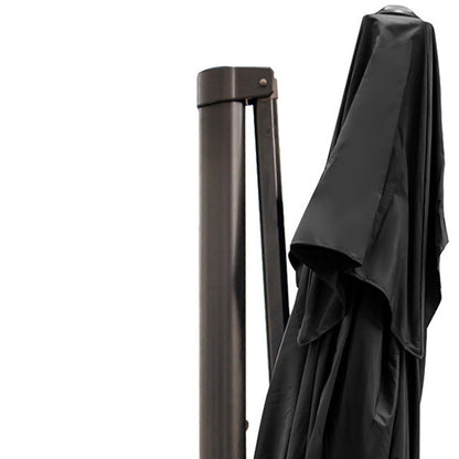 8" Black Polyester Rectangular Tilt Cantilever Patio Umbrella with Stand