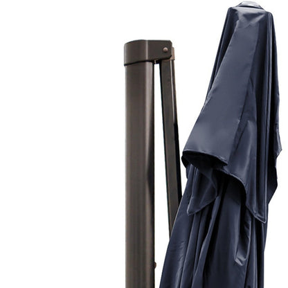 8" Navy Blue Polyester Rectangular Tilt Cantilever Patio Umbrella with Stand