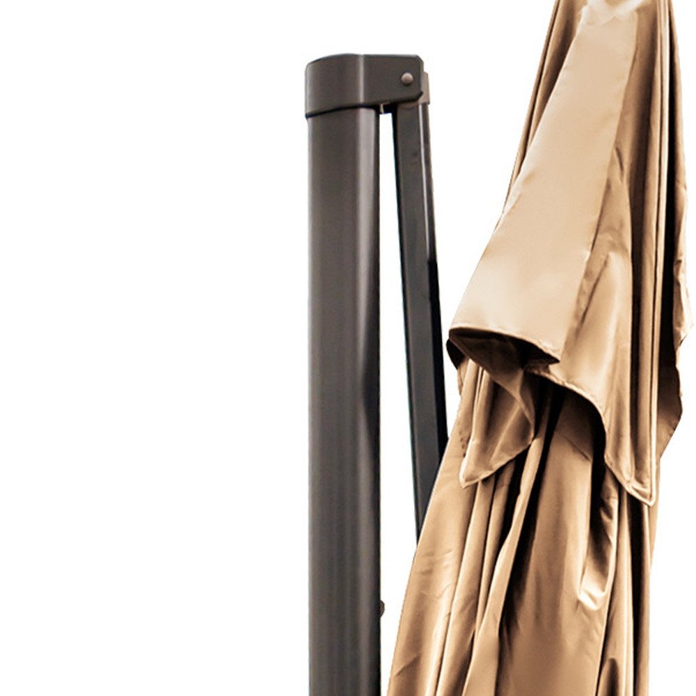 8" Tan Polyester Rectangular Tilt Cantilever Patio Umbrella with Stand