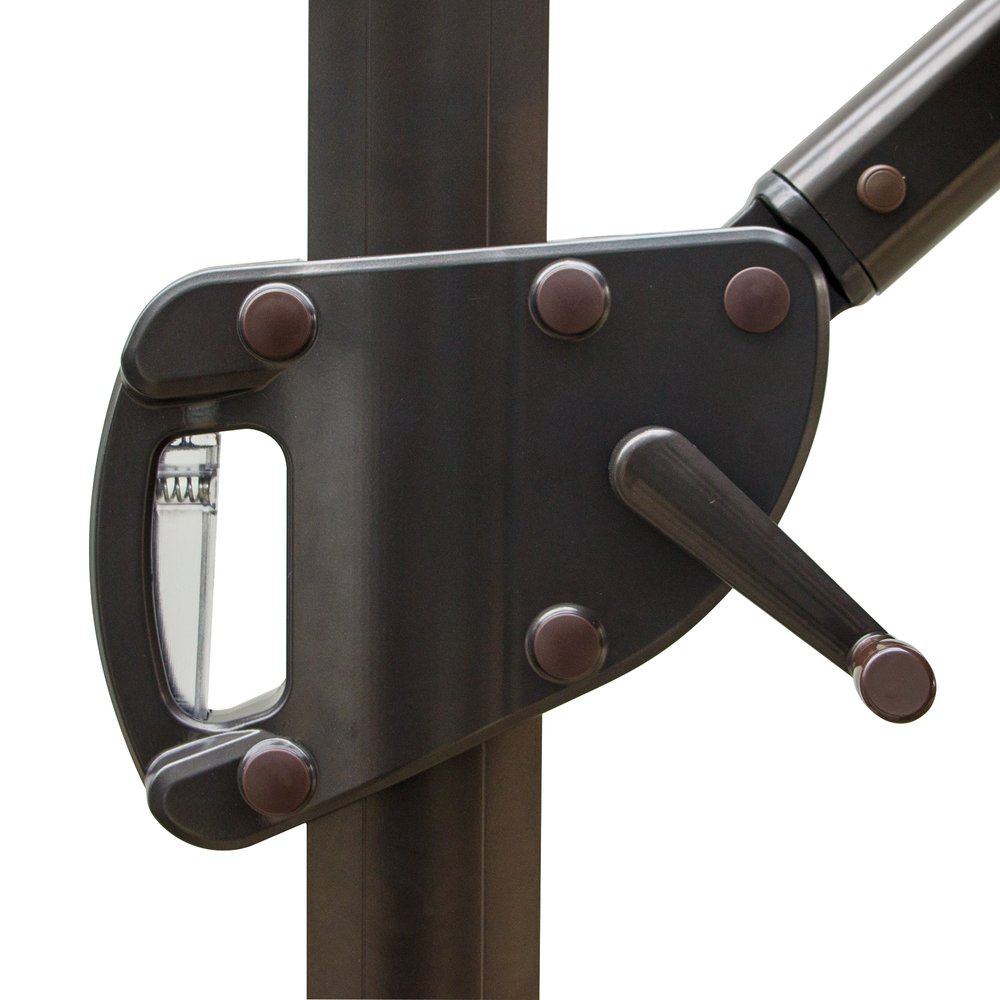 15" Gray Polyester Square Tilt Cantilever Patio Umbrella with Stand