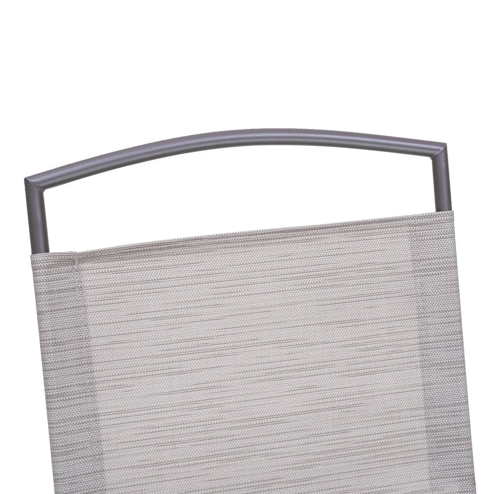 Set of Four 35" Brown Steel Sling Outdoor Folding Arm Chairs