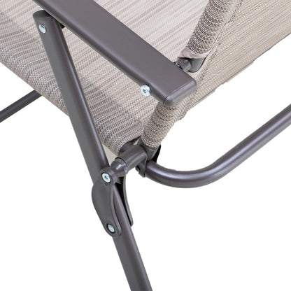 Set of Four 35" Brown Steel Sling Outdoor Folding Arm Chairs