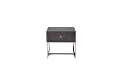 22" Gray And Silver Wood Frame End Table With Drawer