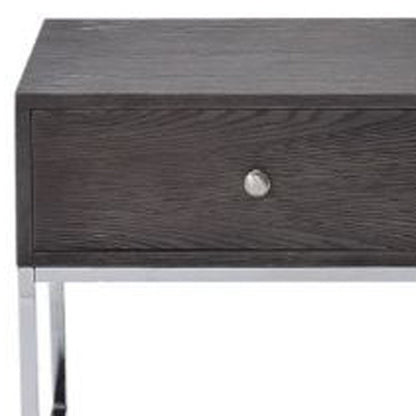 22" Gray And Silver Wood Frame End Table With Drawer